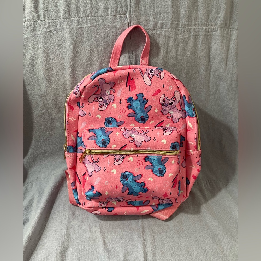 NEW Walt Disney - Lilo & Stitch - Pink Mini Heart Bolt Backpack - Stitch & Angel